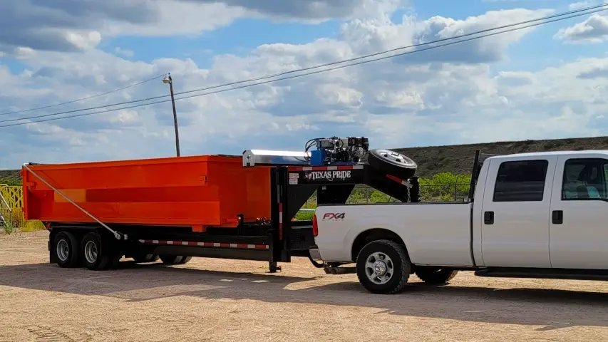 Dumpster connected to truck